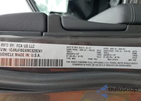 2021 Jeep Grand Cherokee Limited из США, поврежденный, VIN 1C4RJFBGXMC828241